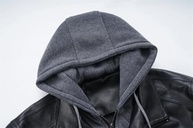 Jaqueta masculina de couro para motocicleta, caimento justo, com capuz, casaco de poliuretano, casual, à prova de vento - imagem 3