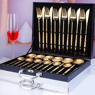 Conjunto de Talheres 24 Peças em Aço Inoxidável Premium - Design Moderno com Caixa de Presente - imagem 3