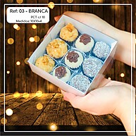 Caixa Embalagem 9 Doces Branca 10x10x4 com Visor - Ref. 03 - imagem 1