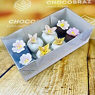 Caixa para 8 Doces Branca com Tampa Acetato 14x7x4 - imagem 1