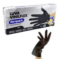 Luva de Vinil Descartável Bompack S/P Preta G - Caixa com 100 Unidades - imagem 1