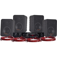 Kit Som Ambiente Hayonik 400W: 4 Caixas Pretas, Amplificador Bluetooth, USB e Mais! - imagem 1