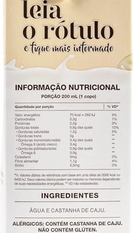 Kit c/3 Bebida Vegetal Cajueiro Castanha Água e Só 1L - imagem 3