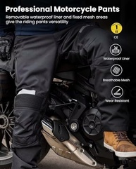 ILM Calça masculina de motocicleta, motocross, com forro à prova d'água, destacável, blindado, para todas as estações, modelo PO1N - imagem 4