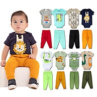 Kit Roupa Bebê Menino: 10 Peças Algodão (Body + Calça) - imagem 2