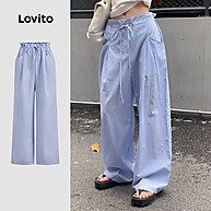 Calça Listrada Lovito com Cordão – Estilo Verão - imagem 1