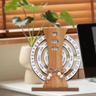 Calendário Perpétuo de Madeira Giratório - Decoração Elegante para Mesa de Casa e Escritório - imagem 3