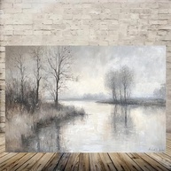 Arte de Parede Tela Rústica Vintage - Calm River Winter Scene 30x45cm | Decoração Moderna para Casa e Escritório - imagem 4