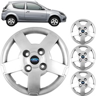 Jogo 4 Calotas Aro 13 Ford Ka 2008-2013 Grid GR013CB com Adesivo Logo Preto Resinado - imagem 1