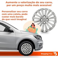 Kit 4 Calotas Aro 14 Gol Voyage G4 G6 2008-2016 Prata Grid - Cubo Baixo - imagem 5