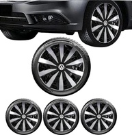Jogo 4 Calotas Esportivas SEVEN Aro 14 Preto/Prata para VW Gol, Fox, Voyage e Mais - imagem 1