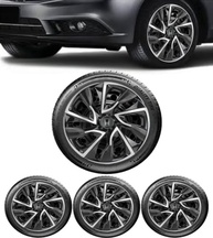 Jogo 4 Calotas Esportivas DS4 Preto/Prata Aro 14 - Honda Fit, City, Civic - imagem 2