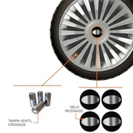Jogo de Calotas Europa Premium 13" para Hyundai HB20, HB20S, Elantra, i30, Sonata - Design Moderno + Selo Resinado + Tampas Cromadas - imagem 3