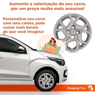 Kit 4 Calotas Aro 14 Fiat Mobi 2017 2018 Prata Grid Cubo Baixo - imagem 5