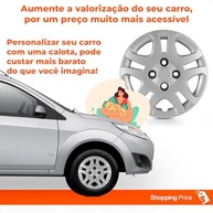 Kit 4 Calotas Aro 14 Fiesta Hatch Sedan 2011-2013 Prata Grid - Cubo Baixo - imagem 5