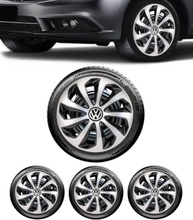 Jogo 4 Calotas Esportivas Velox Aro 15 Preto/Prata - Compatível com Gol, Fox, Voyage e mais VW - imagem 2