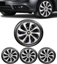 Jogo 4 Calotas Esportivas Velox Aro 15 Preto/Prata - Onix, Prisma, Spin e Mais! - imagem 1