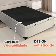 Cama Box Baú Base Casal 1,38m com Revestimento em Linho Branco Prince - Design Moderno e Resistente até 300kg - imagem 5