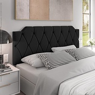 Conjunto Mesa de Cabeceira com Gaveta + Cabeceira Estofada para Cama Queen Size - Design Moderno em Preto - imagem 5
