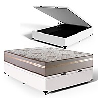Cama Box Baú + Colchão D33 Casal 138x188 Branco - Conforto e Espaço Extra - imagem 1
