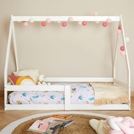 Mini Cama Infantil Montessori Casinha com Estrado Wilma - Branco Madeira - imagem 1