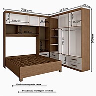 Guarda-Roupa Casal Paradise: 10 Portas + Cama! - imagem 2