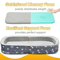 Lvemilio Lvimilio Cama de Viagem Portátil para Crianças Pequenas, Cama de Chão Dobrável para Crianças para Casa/Viagem com Colchões de Espuma, Berço para Crianças de 1 A 4 Anos, Tecido de Veludo - imagem 4