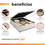 Cama Box Baú Base Casal 1,38m com Revestimento em Linho Branco Prince - Design Moderno e Resistente até 300kg - imagem 4