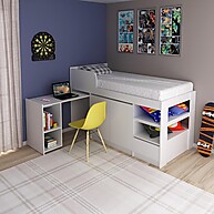 Cama Solteiro com Escrivaninha Branca – Multimóveis CR35067 - imagem 1