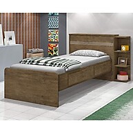 Cama Solteiro Jade com Baú e 2 Gavetas Marrom – Espaço e Estilo - imagem 1