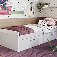 Cama Solteiro Tókio Branca com Baú e 2 Portas - imagem 1