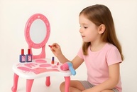 Penteadeira Infantil Camarim com Espelho Iluminado, Luz, Som e Acessórios Rosa - Brincadeiras Criativas de Beleza - imagem 3
