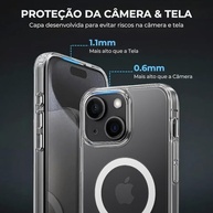 Capa Mag-Safe Transparente para iPhone 15: Slim Premium Anti-Amarelamento com Proteção de Câmera - imagem 3