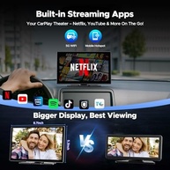 Tela Carplay 23cm Volam: Netflix, YouTube, Câmera 1080p e Android Auto Sem Fio - imagem 3
