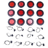 Luz Traseira LED 5cm Redonda Vermelha 12x - 4 LEDs por Luz - 10-30V com Arnês para Reboque e Caminhão - imagem 2