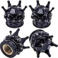 4 Tampas de Válvula de Pneu em Forma de Coroa Preta - Universal para Carros, Caminhões e SUVs - imagem 2