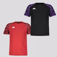 Camisas Kappa Raglany Juvenil: Kit Preto e Vermelho - imagem 1