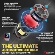 Lâmpada LED Nakamichi T20 7443 (W21/5W) - Iluminação Xenon 6000K com Canbus e Ventilação 12.000 RPM - imagem 4
