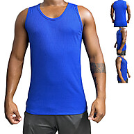 Regata Masculina Slim Estilo Hip Hop Azul Canelada - imagem 1