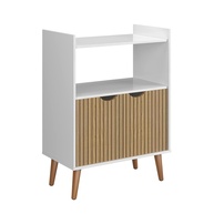 Buffet Cantinho do Café Aparador Estilo Retrô em Branco Canelado - Design Palitos, 2 Portas, para Sala, Cozinha ou Recepção - imagem 1