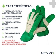 Luva de Raspa Multiuso Cano Curto Vaqueta Petroleira Reforçada EPI Proteção Contra Cortes NEVVO - imagem 4
