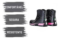 Bota Pantaneiro Cano Curto Feminina Impermeável Preta e Rosa - Proteção e Estilo para Motociclistas - imagem 3