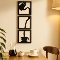 Kit 3 Quadros Decorativos Cantinho do Café - Design Moderno 16x50cm com Fita Dupla Face - imagem 1