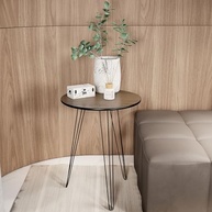Mesinha Lateral de Canto Redonda com Pé Tripé de Ferro - Design Moderno em Freijó - imagem 3