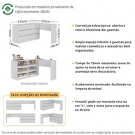 Penteadeira de Canto Flex Multimóveis MP4404 – 120cm, 6 Gavetas, Branco | Design Versátil e Espaçoso para Maquiagem - imagem 4