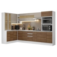 Armário de Cozinha Canto Smart Madesa 447cm Branco/Rústico - Design Moderno e Funcionalidade - imagem 3