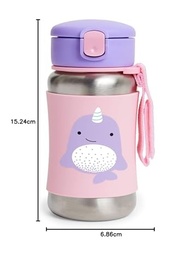 Garrafa de Aço Inox Zoo Baleia Narval Skip Hop Azul - 350ml com Canudo Flexível e Capa Antiderrapante - imagem 4