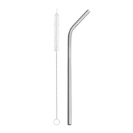 Kit Canudo Curvado Tramontina Aço Inox + Escova de Limpeza - Beba com Estilo e Higiene - imagem 1