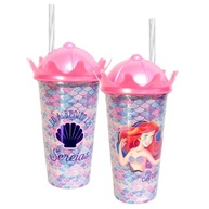 Copo Com Canudo E Coroa Infantil Pequena Sereia 500ml - Estimule a Imaginação com Estilo! - imagem 1