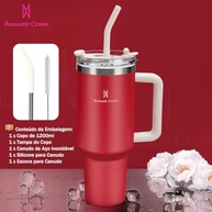 Romantic Crown Copo Térmico com Canudo 1,18L - Aço Inox 304, Tampa à Prova de Vazamento, Alça e Design Ergonômico para Viagem - imagem 5
